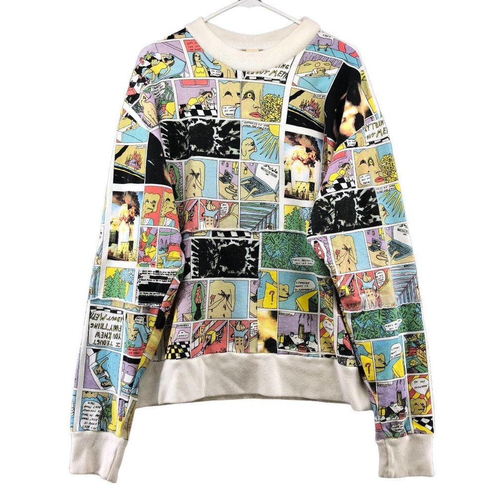 Eckhaus Latta Comic Lapped Wacky Sweatshirt Mens XL Pullover Crewneck